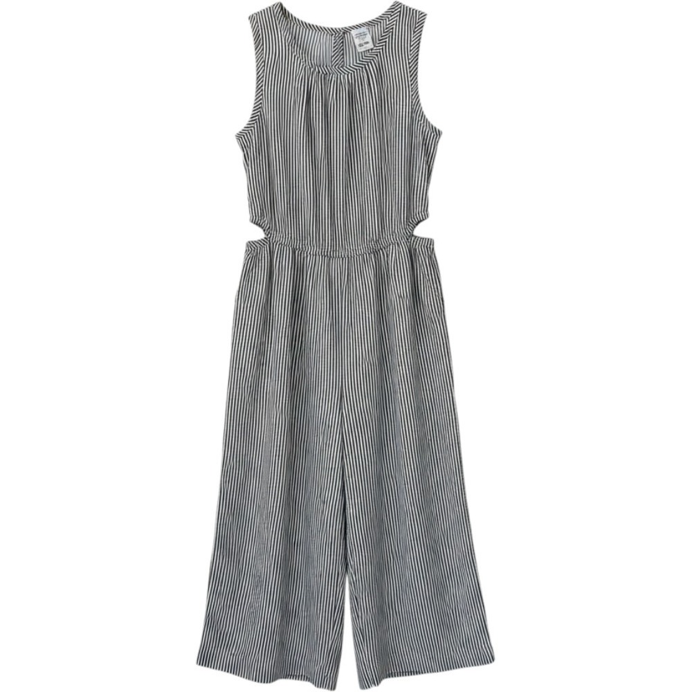 Carters Kid Girls Navy White Striped Seersucker Jumpsuit Side Cutout Size 8/8A